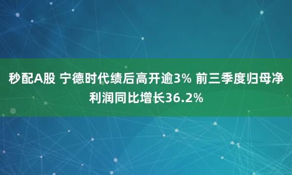 秒配A股 宁德时代绩后高开逾3% 前三季度归母净利润同比增长36.2%