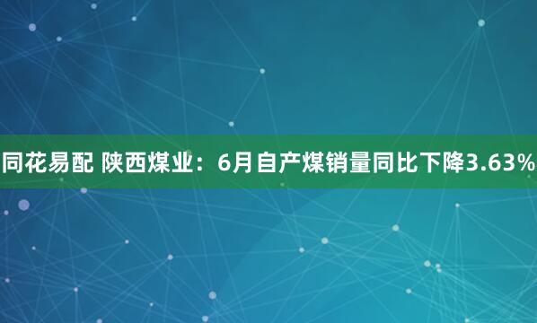 同花易配 陕西煤业：6月自产煤销量同比下降3.63%